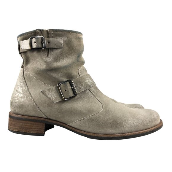 Paul Green Women's Size UK 6.5 (US 9) Wyatt Taupe Leather Buckle Ankle Booties - Picture 1 of 14